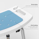 Shower Stool with Backrest, Height Adjustable Shower Chair with Anti-slip Foot Pads, Shower Head Holder, Light Blue