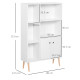 Sideboard Storage Cabinet Cupboard, Open Bookcase with 2 Doors 5 Compartments Wooden Modern Style for Living Room Bedroom Kitche