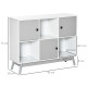 Storage Cabinet, Bookcase, Display Shelf with 6 Storage Cubes &amp; Doors for Dining Room, Living Room, Grey