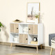 Storage Cabinet, Bookcase, Display Shelf with 6 Storage Cubes &amp; Doors for Dining Room, Living Room, Natural