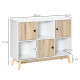 Storage Cabinet, Bookcase, Display Shelf with 6 Storage Cubes &amp; Doors for Dining Room, Living Room, Natural