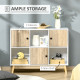 Storage Cabinet, Bookcase, Display Shelf with 6 Storage Cubes &amp; Doors for Dining Room, Living Room, Natural