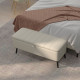 Storage Ottoman Linen Fabric Bench with Flip Top - Cream White