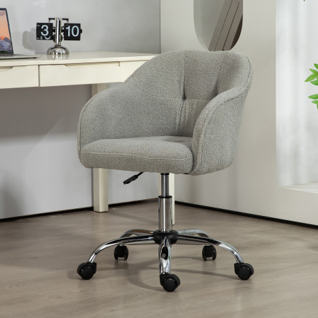 Teddy Fleece Swivel Office Chair - Grey