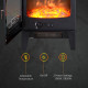 Tempered Glass Casing Electric Fireplace, Freestanding Electric Fire with Realistic Flame Effect, Electric Log Burner with Overh