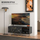 TV Stand Cabinet for TVs up to 50 Inches, TV Unit with Storage Shelves and Cupboard for Living Room, Black Marble Tone