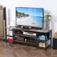 TV Unit Cabinet for TVs up to 60 Inches, Industrial TV Stand with Storage Shelves for Living Room, Brown and Grey