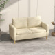 Two Seater Sofa for Living Room, Modern Fabric Couch with Wood Legs and 2 Pockets for Bedroom and Home Office, Beige