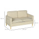 Two Seater Sofa for Living Room, Modern Fabric Couch with Wood Legs and 2 Pockets for Bedroom and Home Office, Beige