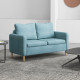 Two Seater Sofa for Living Room, Modern Fabric Couch with Wood Legs and 2 Pockets for Bedroom and Home Office, Blue