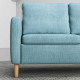 Two Seater Sofa for Living Room, Modern Fabric Couch with Wood Legs and 2 Pockets for Bedroom and Home Office, Blue