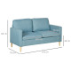 Two Seater Sofa for Living Room, Modern Fabric Couch with Wood Legs and 2 Pockets for Bedroom and Home Office, Blue