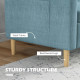 Two Seater Sofa for Living Room, Modern Fabric Couch with Wood Legs and 2 Pockets for Bedroom and Home Office, Blue