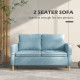 Two Seater Sofa for Living Room, Modern Fabric Couch with Wood Legs and 2 Pockets for Bedroom and Home Office, Blue