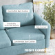 Two Seater Sofa for Living Room, Modern Fabric Couch with Wood Legs and 2 Pockets for Bedroom and Home Office, Blue