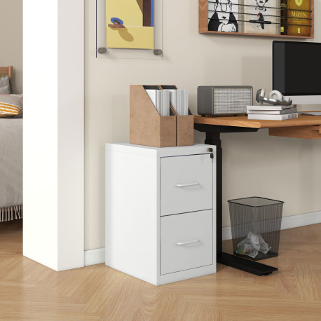 Two-Drawer Modern Steel Filing Cabinet - White