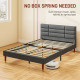 Upholstered Double Bed Frame, with Slats - Grey