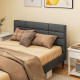 Upholstered Double Bed Frame, with Slats - Grey