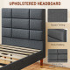 Upholstered Single Bed Frame, with Slats - Grey