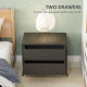 Velvet Bedside Table, Side Table with 2 Drawers, Modern Bedside Cabinet with Storage and Steel Legs for Bedroom, Living Room, Br