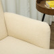 Velvet Feel Fabric 2 Seater Sofa, Small Sofa Loveseat with 21cm Thick Padding and Wood Legs, Cream White