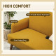 Velvet Feel Fabric 2 Seater Sofa, Small Sofa Loveseat with 21cm Thick Padding and Wood Legs, Yellow