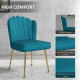 Velvet-Feel Shell Accent Chair - Blue