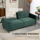 Velvet-Feel Three-Seater Sofa Bed - Green