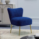 Velvet-Feel Tub Accent Chair - Dark Blue