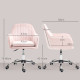 Velvet-Feel Tub Office Chair, with Seat Cushion - Pink