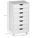 Vinsetto Vertical Filing Cabinet, 7-drawer File Cabinet, Mobile Office Cabinet on Wheels for Study, Home Office, White