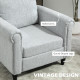 Vintage Accent Chair, Upholstered Occasional Chair with Back Pillow, Rolled Arms, Rubber Wood Legs, Light Grey