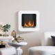 Wall Mounted Ethanol Fireplace, Bioethanol Heater Stove Fire with 1L Tank, 2.5 Hour Burning Time, White