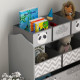 ZONEKIZ Kids Storage Unit, Toy Storage Organiser, with Six Fabric Bins, for Bedrooms, Playrooms, Nurseries - Grey