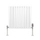 Oval Column Radiator &amp; Valves - 600mm x 600mm – White