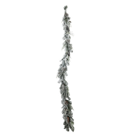 White and Green St Moritz Mixed Snowy Garland (180cm)