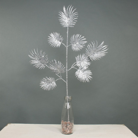 Silver Glitter Fan Palm Stem