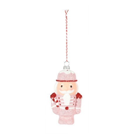 Pink Soldier with Candycane Hanging Decoration (12cm)