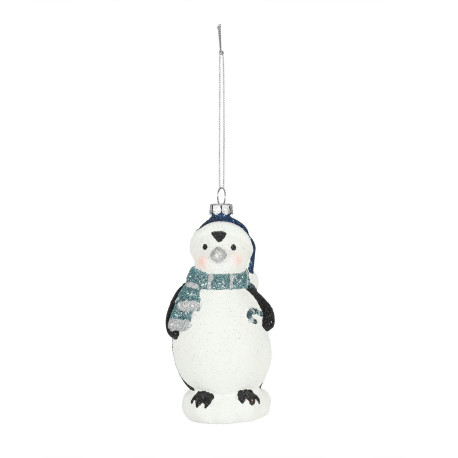 Penguin Hanging Decoration - White/Blue (13cm)