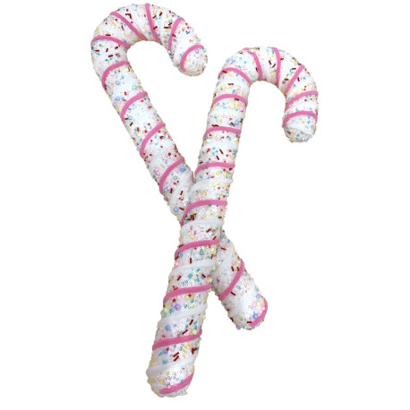 Set of 2 Pink and White Hanging Candy Canes (50cm)