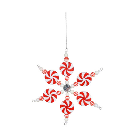 Red and White Snowflake Hanging Decoration (20cm)