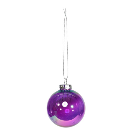 Box of 8 Iridescent Purple Baubles (6cm)