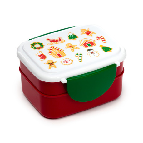 Bento Clip Lock Lunch Box with Cutlery - Christmas Baker Street Gingerbread