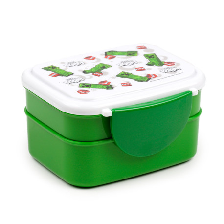 Bento Clip Lock Lunch Box with Cutlery - Minecraft Creeper & TNT