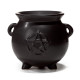 Black Witches Cauldron Shaped Oil Burner with Pentagram