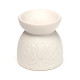 Ceramic Oil &amp; Wax Burner - Eden Stone Effect Embossed Lotus