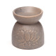 Ceramic Oil &amp; Wax Burner - Eden Stone Effect Embossed Lotus