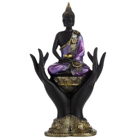 Decorative Purple, Gold & Black Thai Buddha - Sitting in Hand