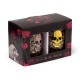 Fun Skulls &amp; Roses Glass Tumbler Set of 2