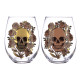 Fun Skulls &amp; Roses Glass Tumbler Set of 2